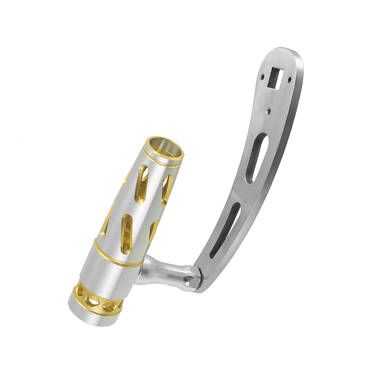 Jigging World Power Handles for Shimano Tiagra II 2-Speed Size 50-80 Reels Aluminum T-Bar Silver/Gold / 125 mm Stainless Steel